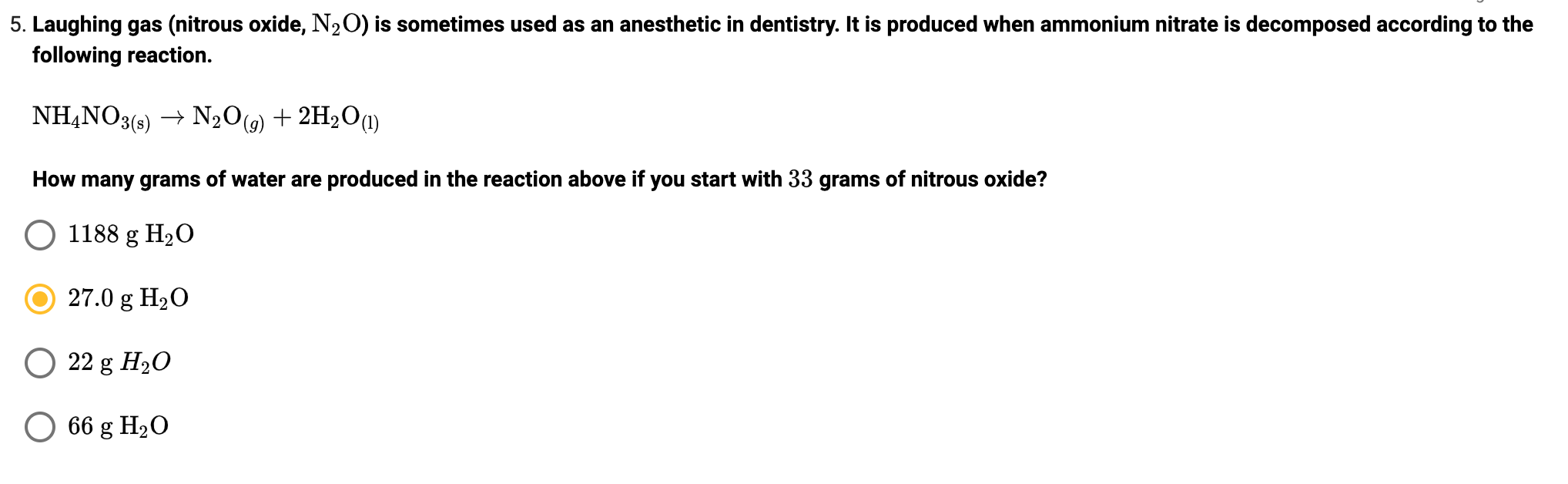 Solved 5. Laughing gas (nitrous oxide, N2O) is sometimes
