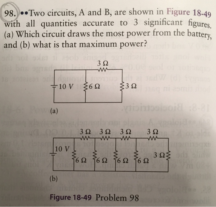 Solved 98.) ..Two Circuits, A And B, Are Shown In Figure | Chegg.com