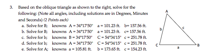 Solved Based on the oblique triangle as shown to the right, | Chegg.com