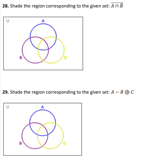Solved 28. Shade the region corresponding to the given set: | Chegg.com