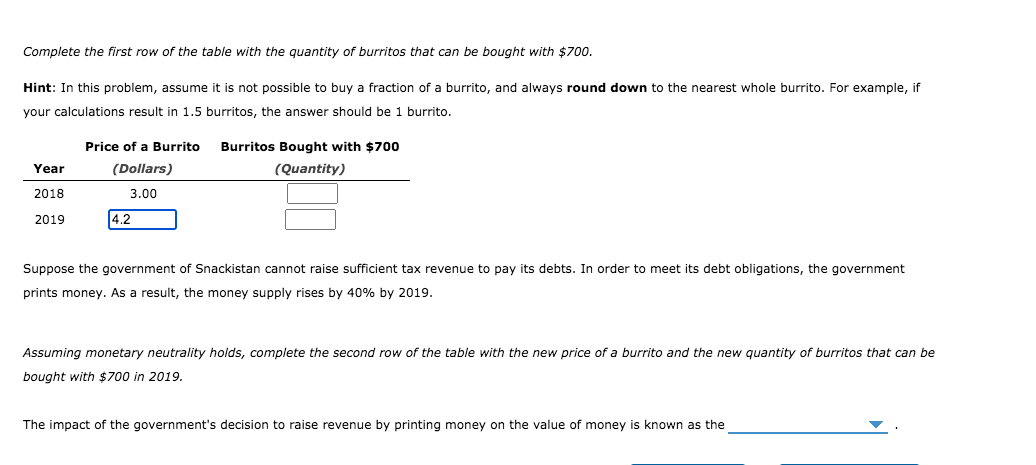 Solved Complete the first row of the table with the quantity