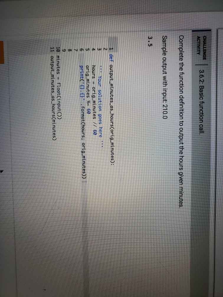 Solved CHALLENGE 3.6.2 Basic function call. ACTIVITY