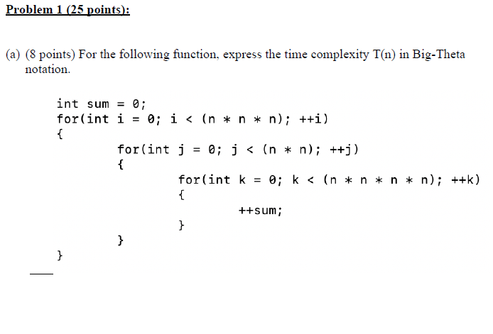 Solved Problem 1 (25 points): (a) (8 points) For the | Chegg.com