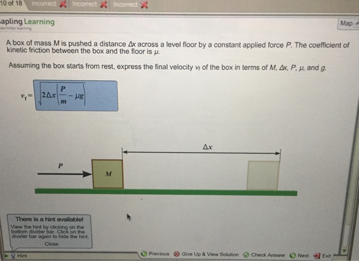 Solved A box of mass M is pushed a distance Delta x across a