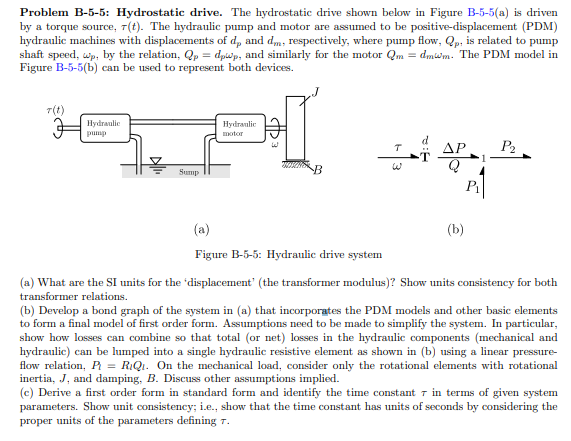 Problem B-5-5: Hydrostatic drive. The hydrostatic | Chegg.com