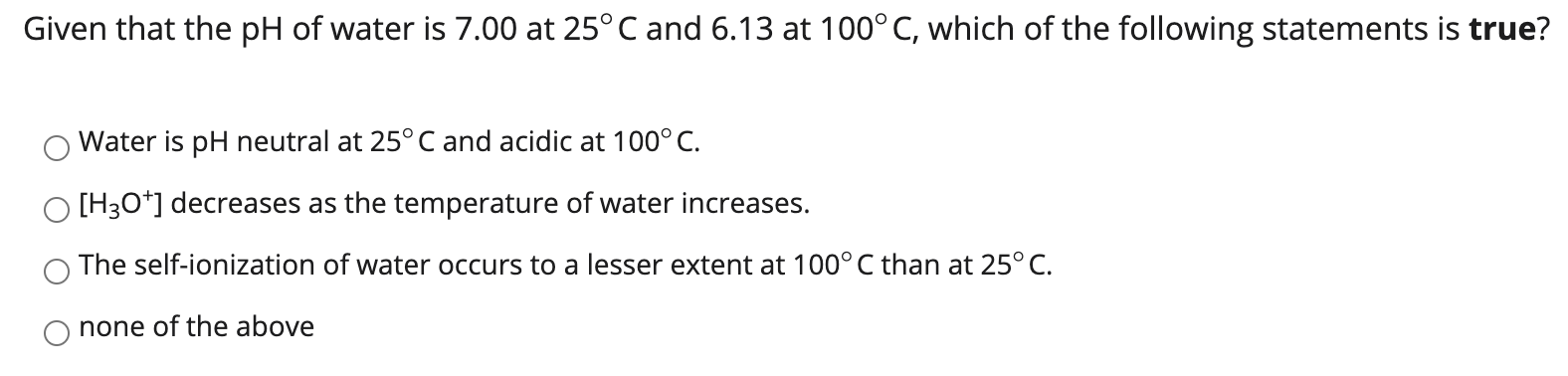 what is the ph value of water at 25 c