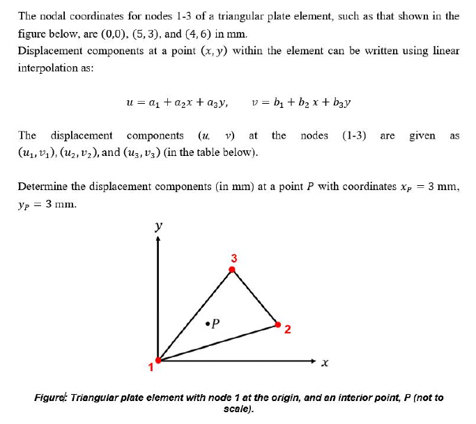 Solved The nodal coordinates for nodes 1-3 of a triangular | Chegg.com