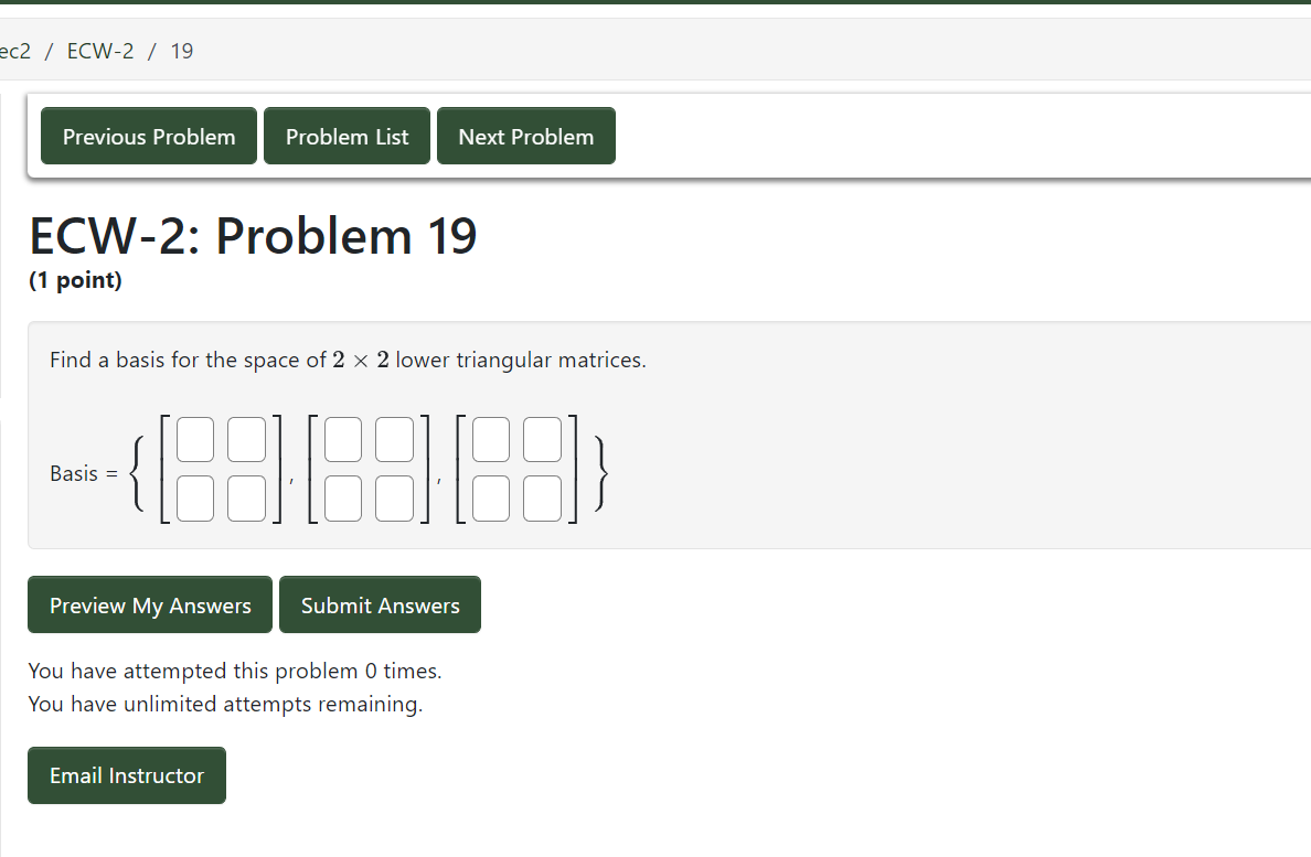 Solved Find a basis for the space of 2×2 lower triangular | Chegg.com