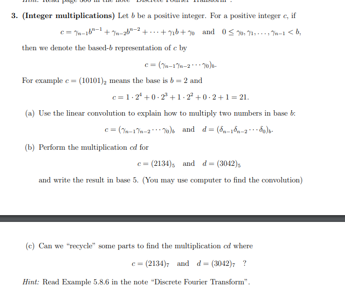Solved 3. (Integer multiplications) Let b be a positive | Chegg.com