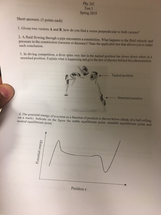 Solved Phy 241 Test 3 Spring 2019 Short answers: (5 points | Chegg.com