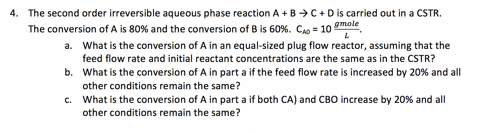 gmole 4. The second order irreversible aqueous phase | Chegg.com
