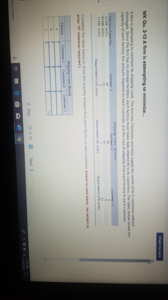 Qu. ... To A Is Firm 3-13 Solved: WK My Work Check Attempting