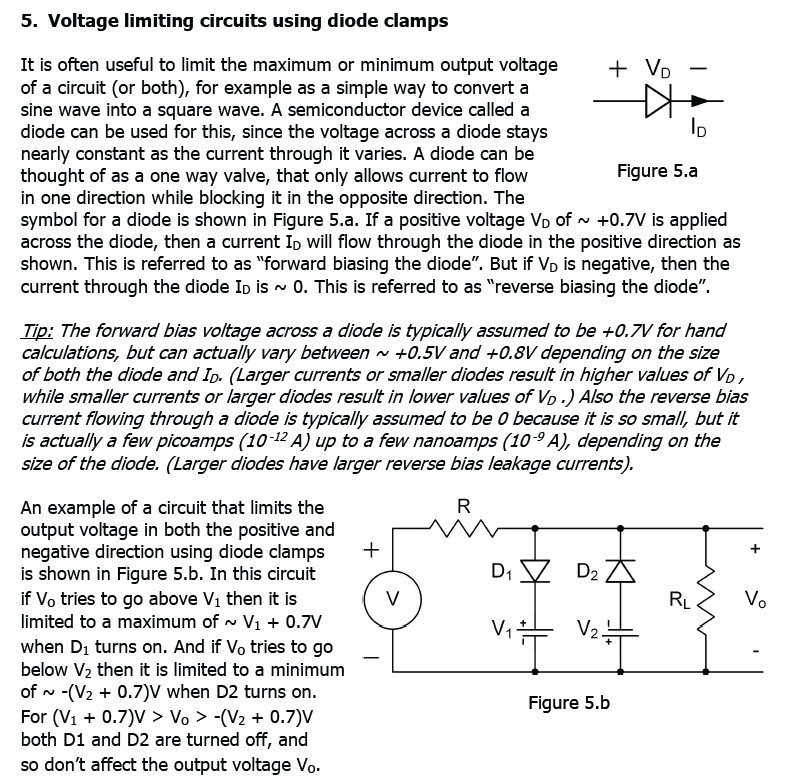 5. Voltage limiting circuits using diode clamps It is Circuit Diagram