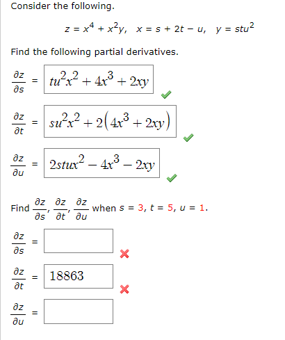 Solved Consider The Following. Find The Following Partial | Chegg.com