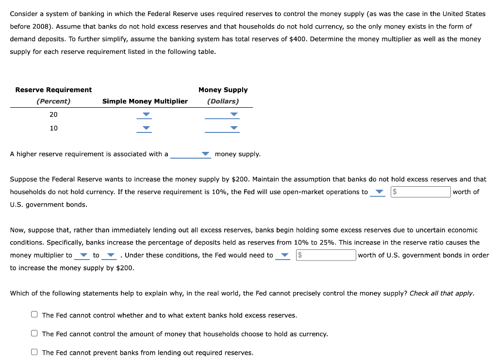 Solved Consider a system of banking in which the Federal