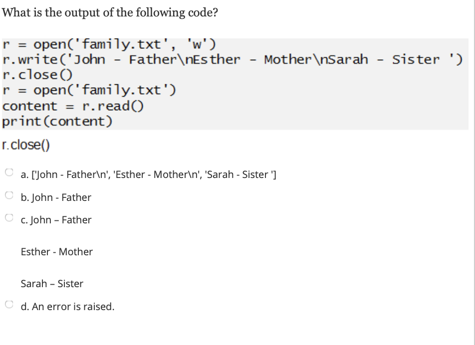 Which of the following is a way to print the values, | Chegg.com