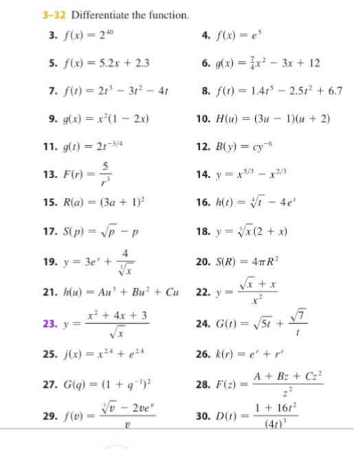 Solved 3-32 Differentiate the function. 3,f(x) = 240 5. | Chegg.com