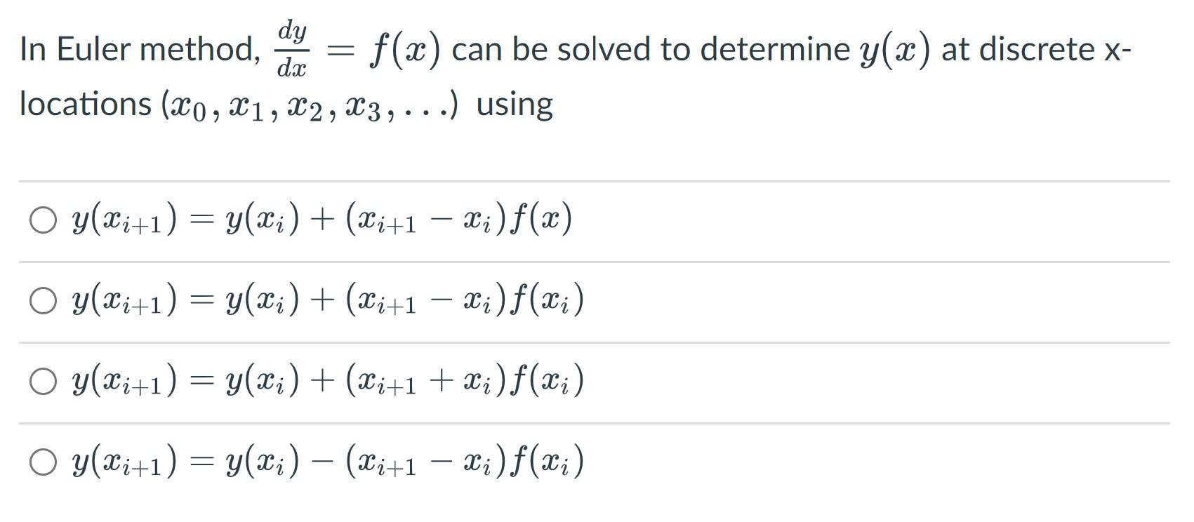 Solved dy In Euler method f(x) can be solved to determine Chegg com