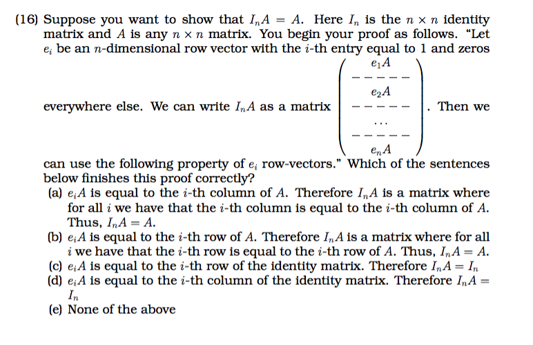 Solved 12 Let A Be An Mxn Matrix Let B Be An Nxk Matrix