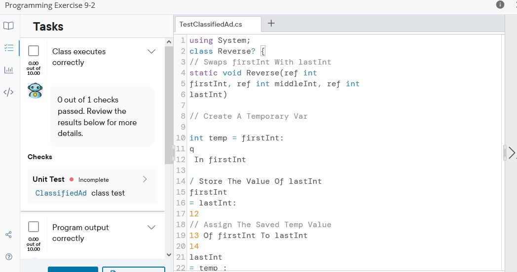 Programming Exercise 9-2