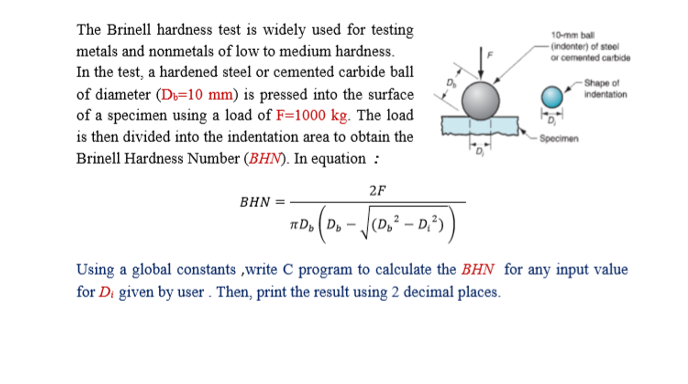 Solved The Brinell Hardness Test Is Widely Used For Testing Chegg