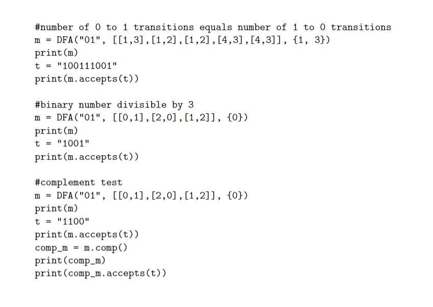 Write a class for DFA type objects. Must be done in | Chegg.com