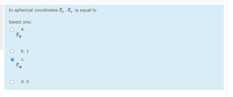 In Spherical Coordinates Ap Ais Equal To Select On Chegg Com