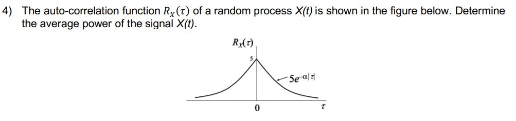 Solved 4) The auto-correlation function Rx (t) of a random | Chegg.com