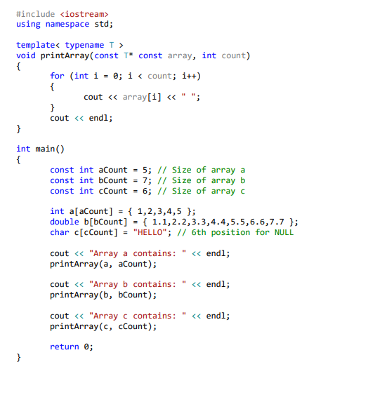 Solved Overload function template printArray of the attached | Chegg.com