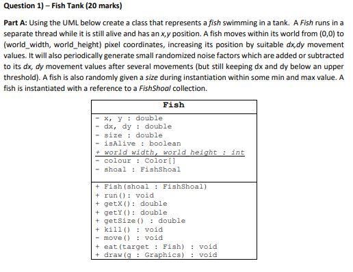 Solved Question 1) -- Fish Tank (20 marks) Part A: Using the | Chegg.com