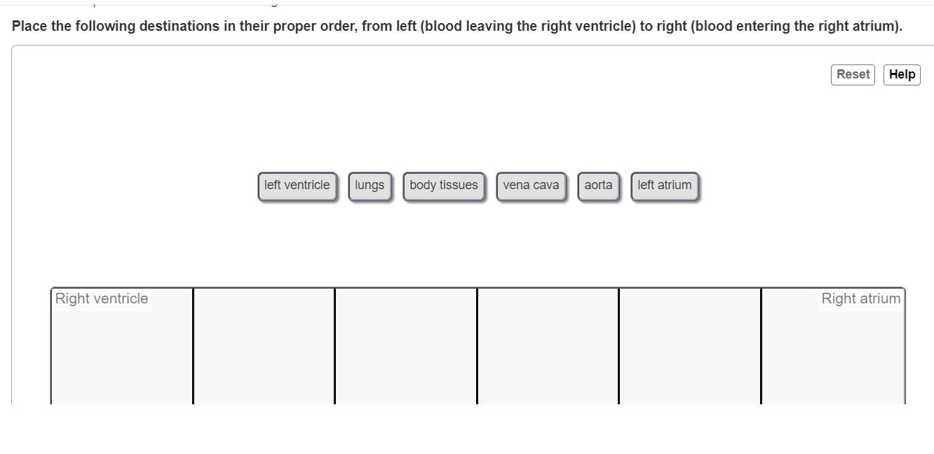 Solved Place the following destinations in their proper