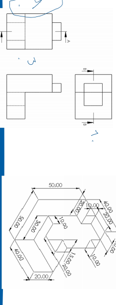 Solved Make the cut views indicated (A,B), values given in | Chegg.com