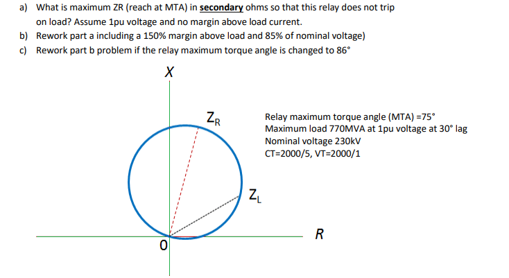 Solved a) What is maximum ZR (reach at MTA) in secondary | Chegg.com