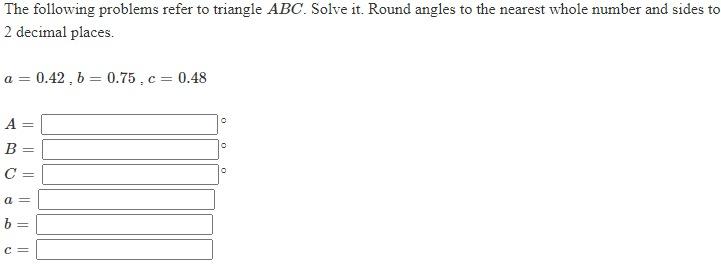 Solved The following problems refer to triangle ABC. Solve | Chegg.com