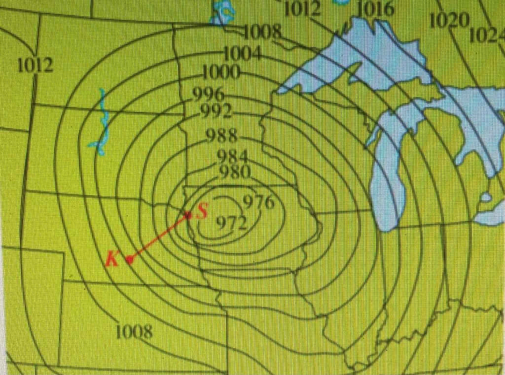 Solved 1) The weather map shown in the figure is a contour | Chegg.com
