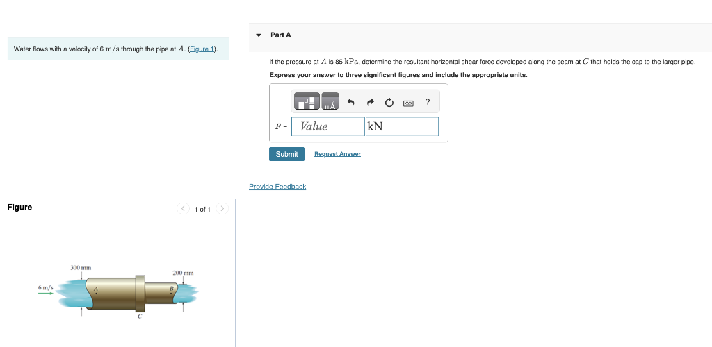 Solved Water flows with a velocity of 6 m/s through the pipe | Chegg.com
