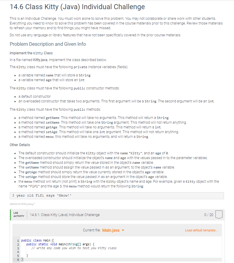 Solved 14.1 Class With Public Instance Variables (Java) | Chegg.com