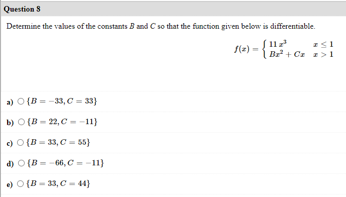 Solved Question 8 Determine The Values Of The Constants B | Chegg.com