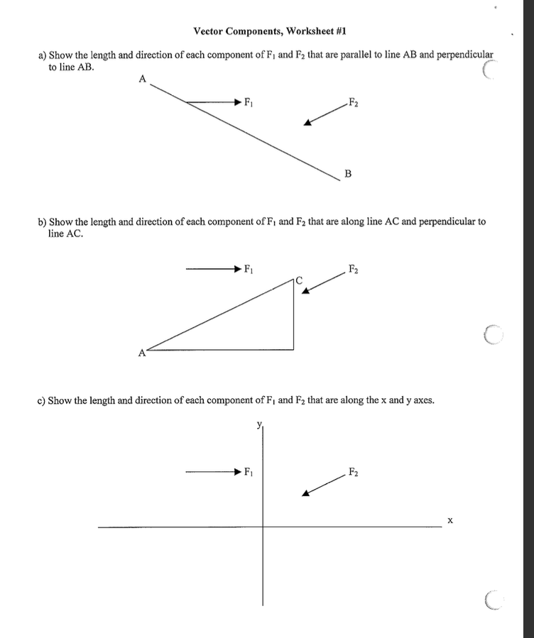 Solved Vector Components, Worksheet #1 a) Show the length | Chegg.com