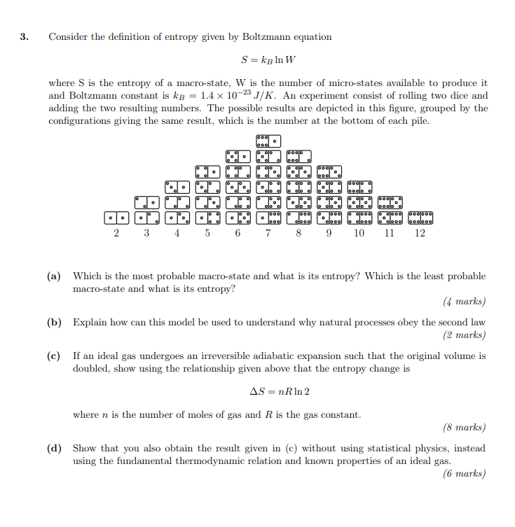 Solved 3. Consider The Definition Of Entropy Given By | Chegg.com