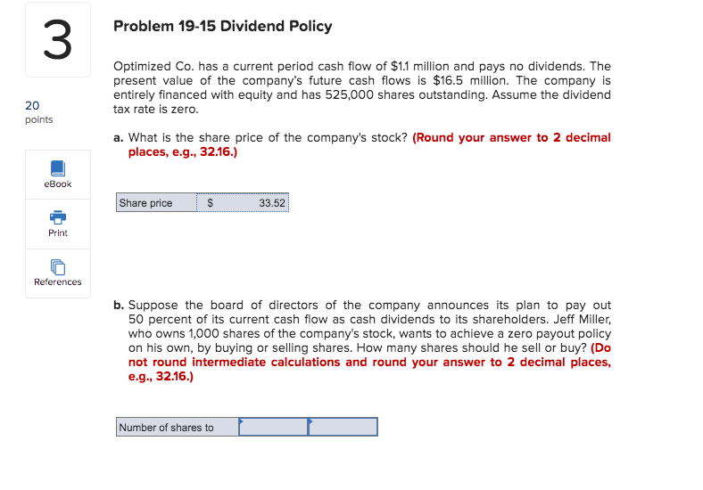 Solved Problem 19-15 Dividend Policy 3 Optimized Co. Has A | Chegg.com