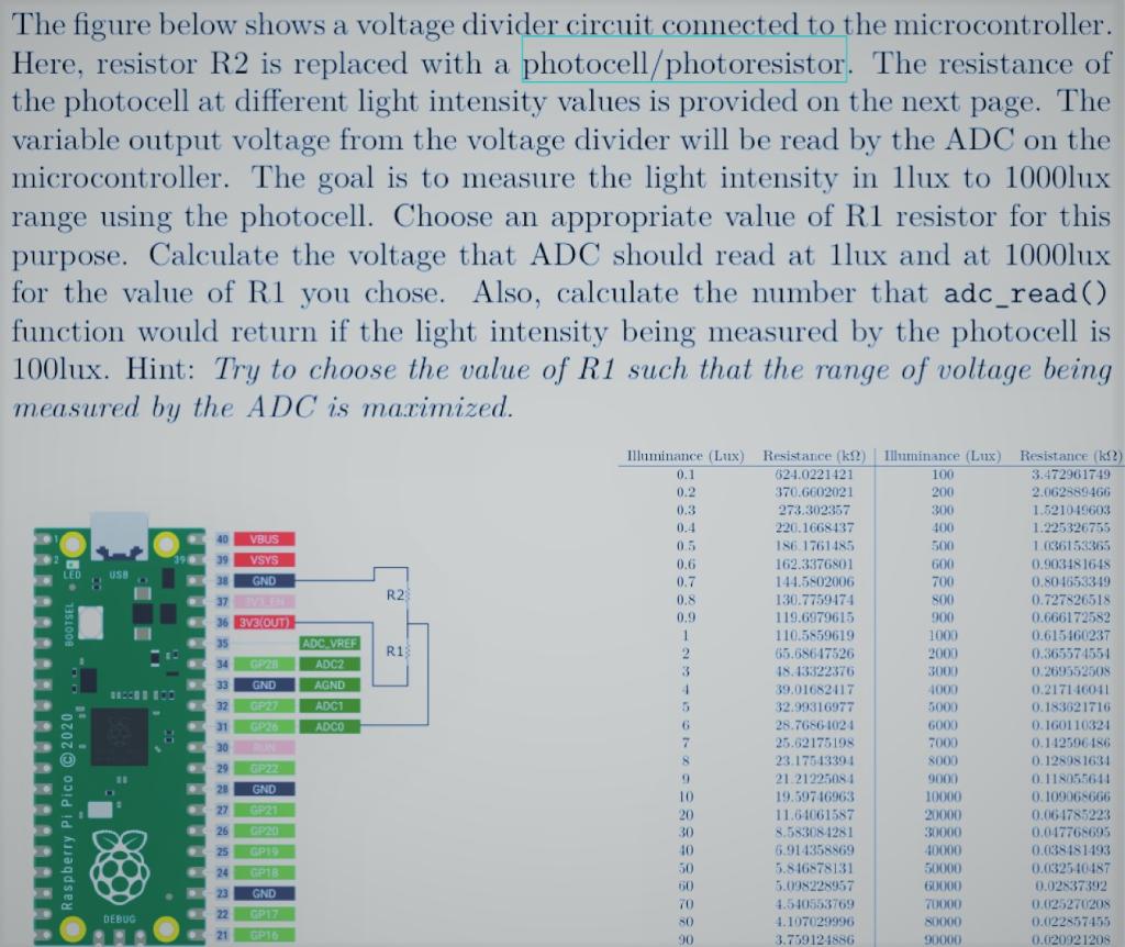 Solved The figure below shows a voltage divider circuit
