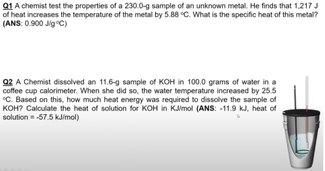 Solved Q1 A chemist test the properties of a 230.0g sample