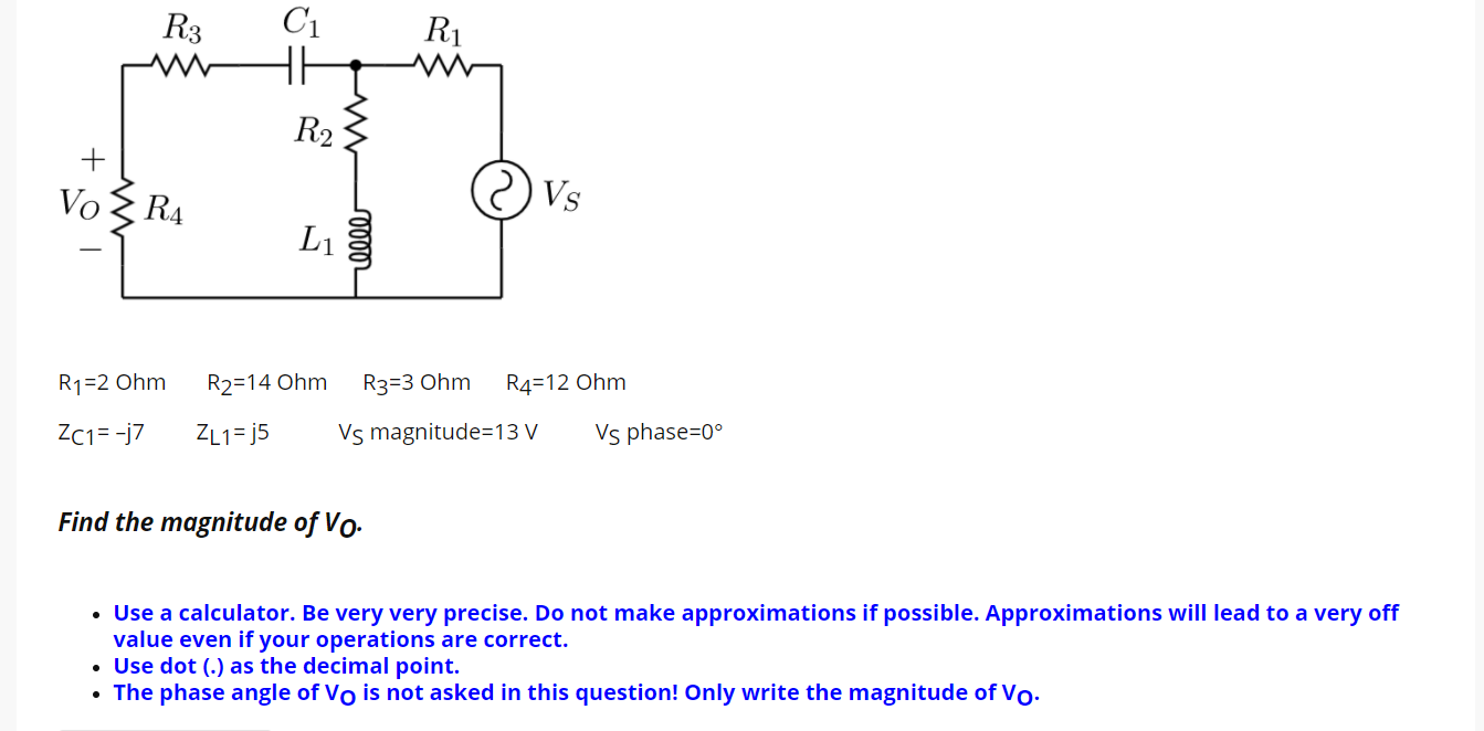 Solved R3 C1 Ri R2 + Vo Vs R4 L1 R1=2 Ohm R2=14 Ohm R3=3 Ohm | Chegg.com