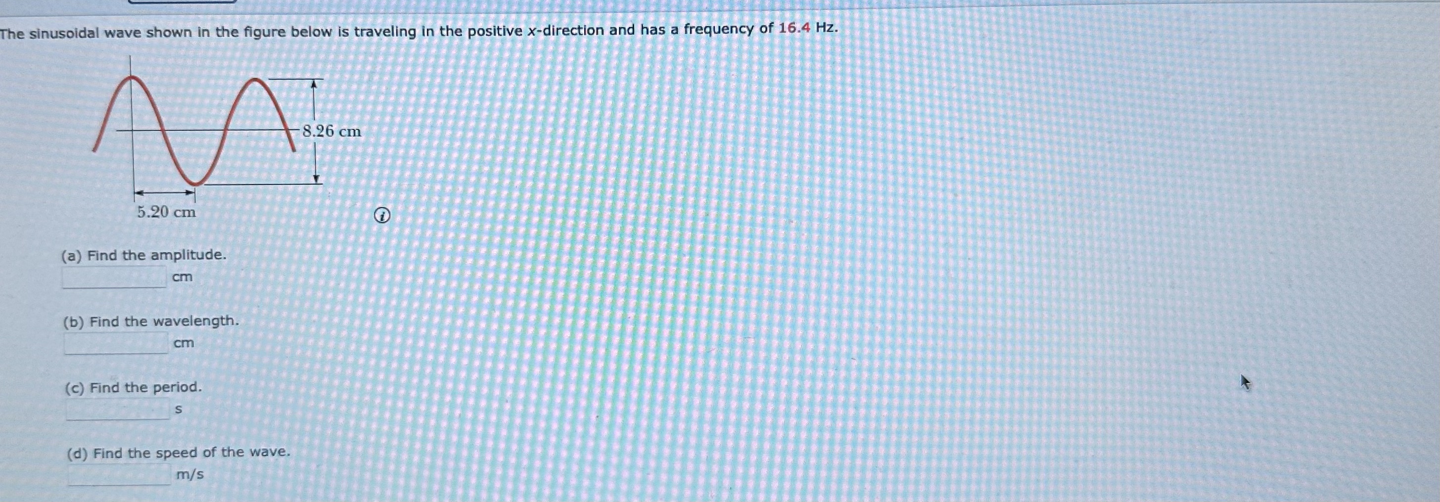 Solved The Sinusoidal Wave Shown In The Figure Below Is | Chegg.com