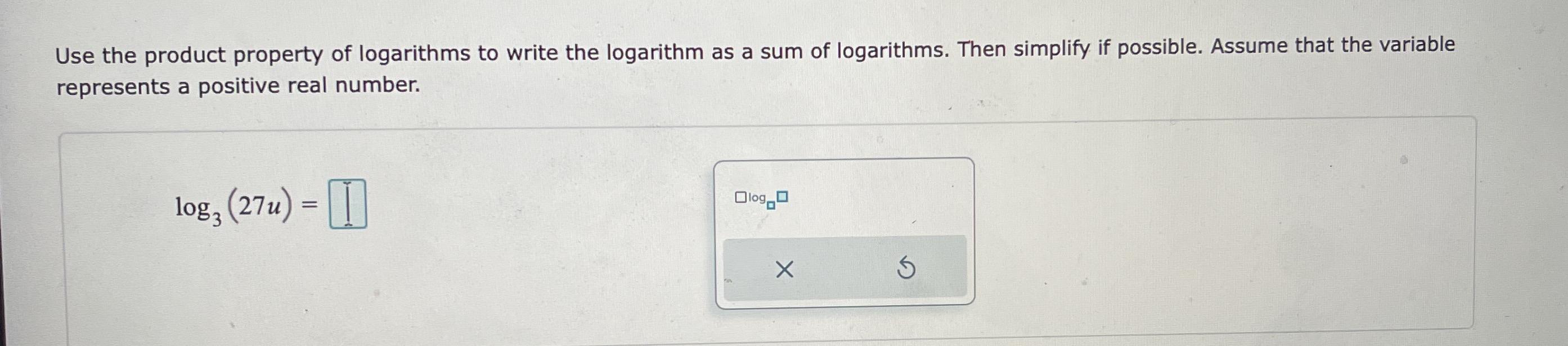 Solved Use the product property of logarithms to write the | Chegg.com