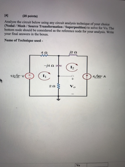 Solved (20 points) Analyze the circuit below using any | Chegg.com