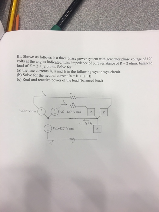 Solved I. Shown as follows is a three phase power system | Chegg.com