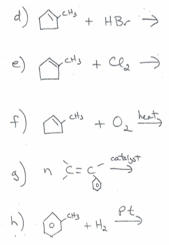 Solved 8. For each of the following complete the reactions | Chegg.com
