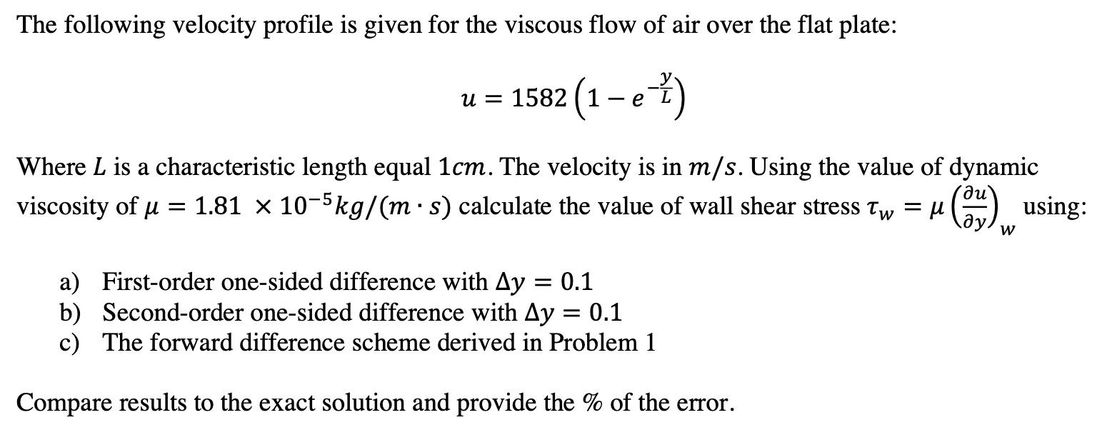 Solved The following velocity profile is given for the | Chegg.com